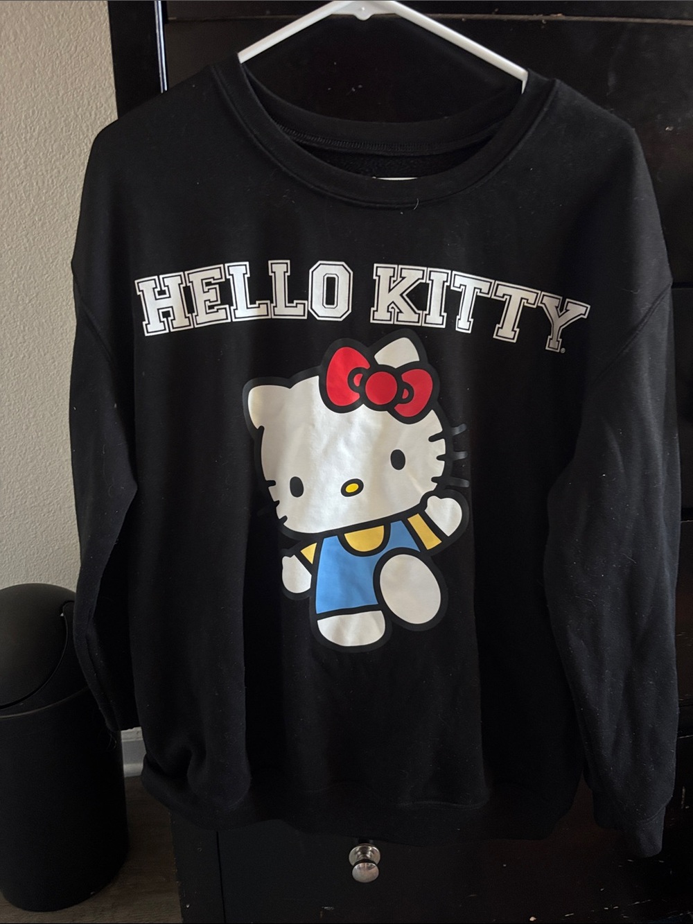 Sanrio Hello Kitty Black Sweatshirt with Red Bow and Blue Outfit